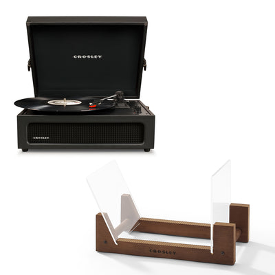 Crosley Voyager Bluetooth Portable Turntable - Black + Bundled Crosley Record Storage Display Stand